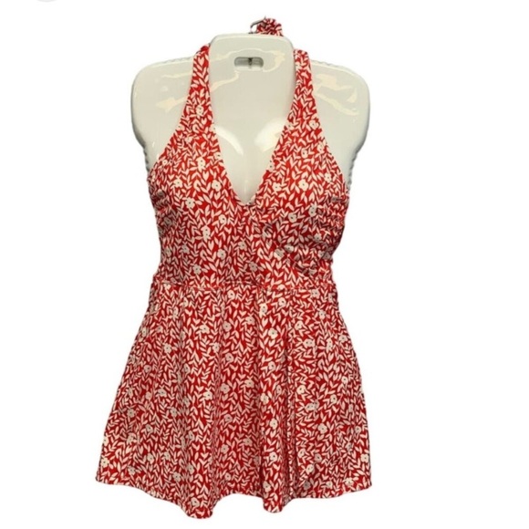 Draper James RSVP NWT UPF 50 Picnic Summer Faux Wrap Halter Swimdress Size XS - Picture 2 of 11